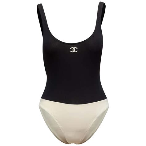 chanel one-piece swimsuit black and white|Chanel Swimwear .